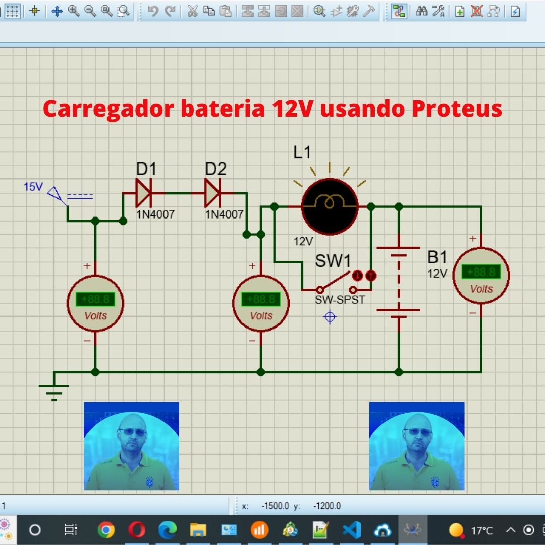 Carregador de bateria de 12V com fonte regulável para notebook