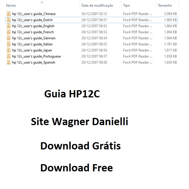 Calculadora HP12C guia do usuário várias línguas
