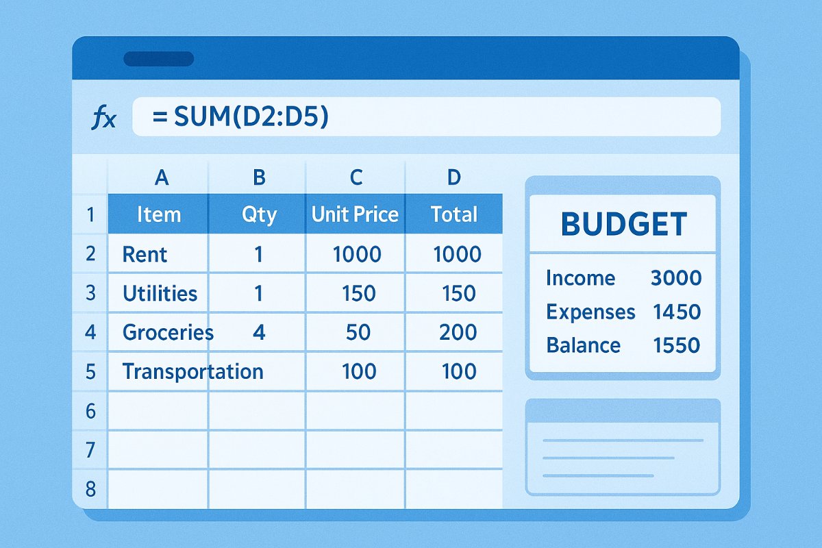 Fórmulas no Excel: como completar a tabela de orçamento