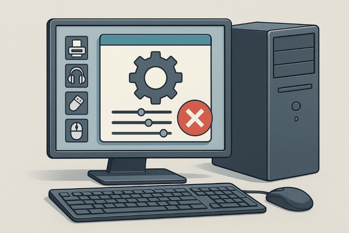 Tela de configuração de drivers e dispositivos no Linux