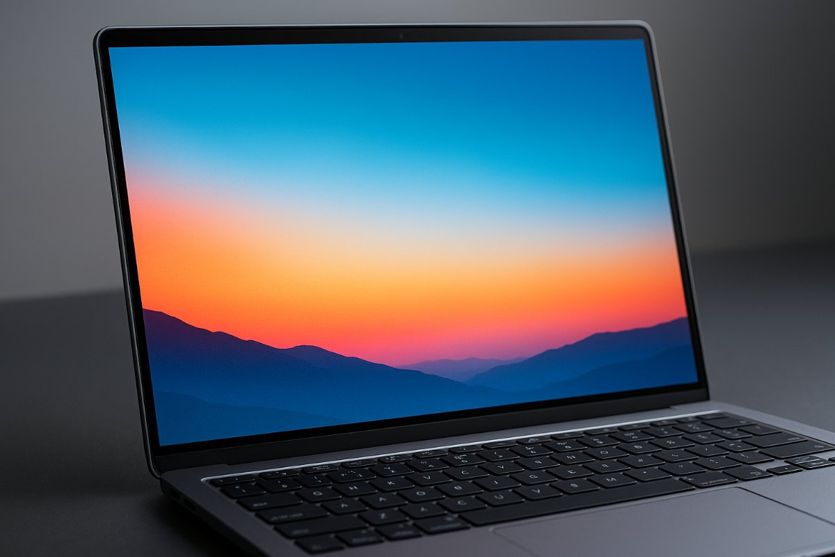 Close de tela de notebook com imagem nítida e cores equilibradas