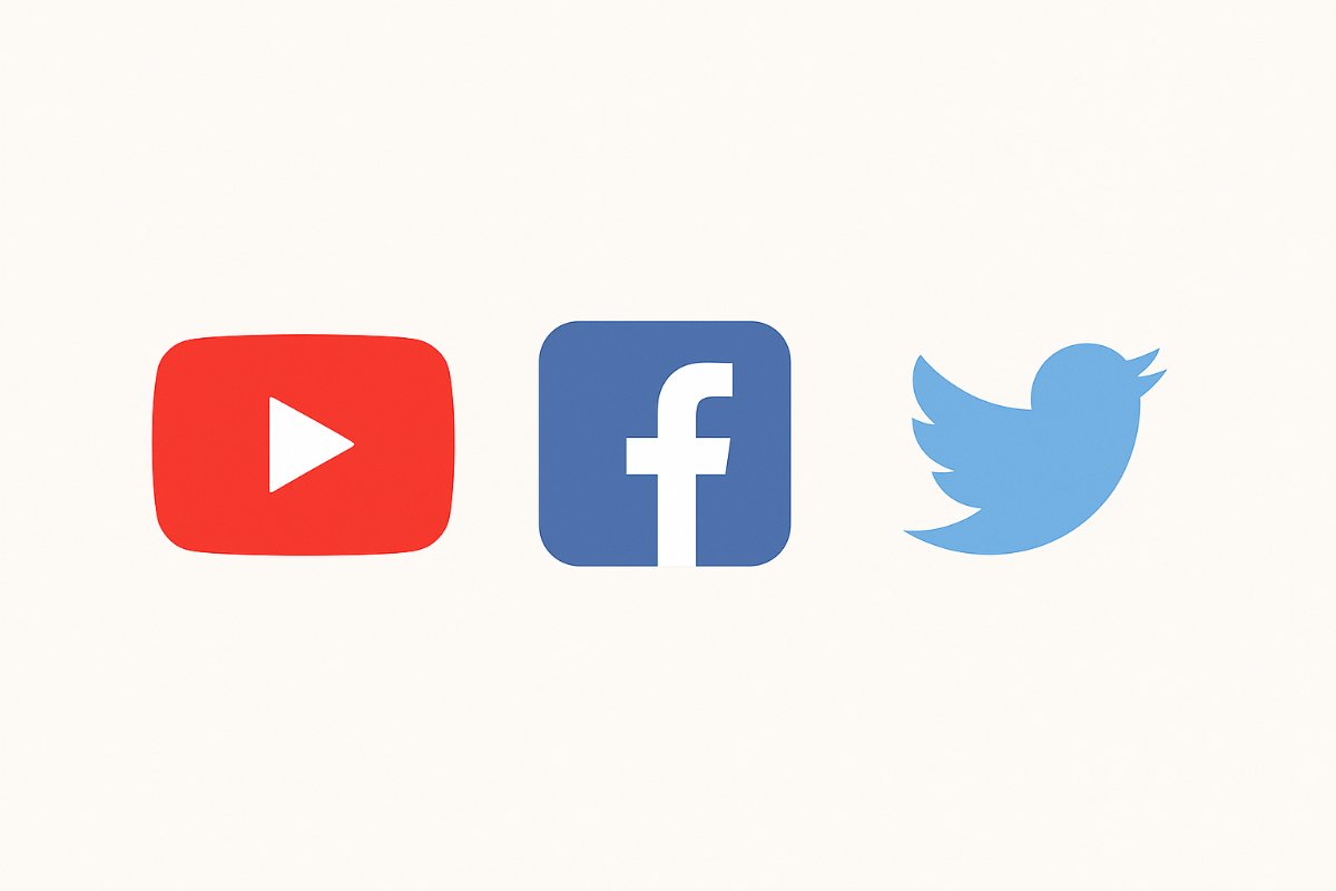 Ícones de redes sociais para acompanhar o canal.