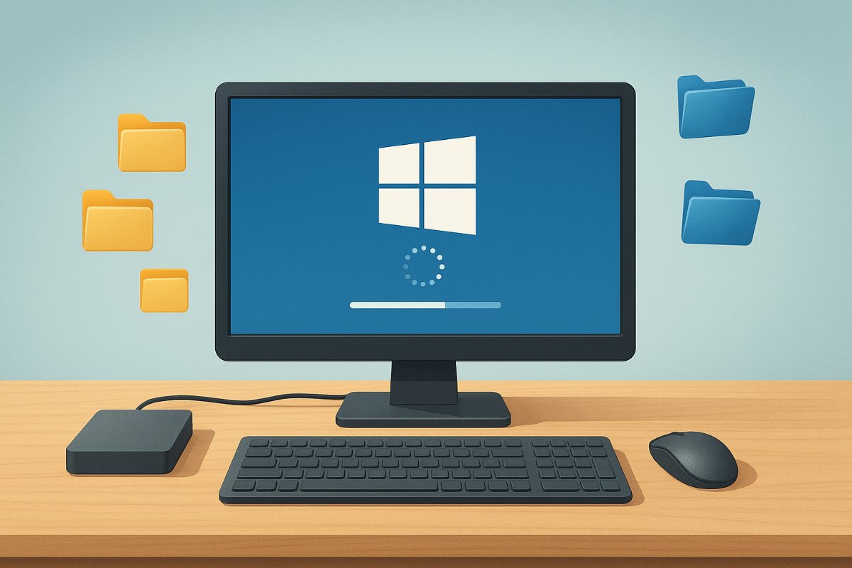 Computador pronto para reinstalação do Windows após backup dos arquivos