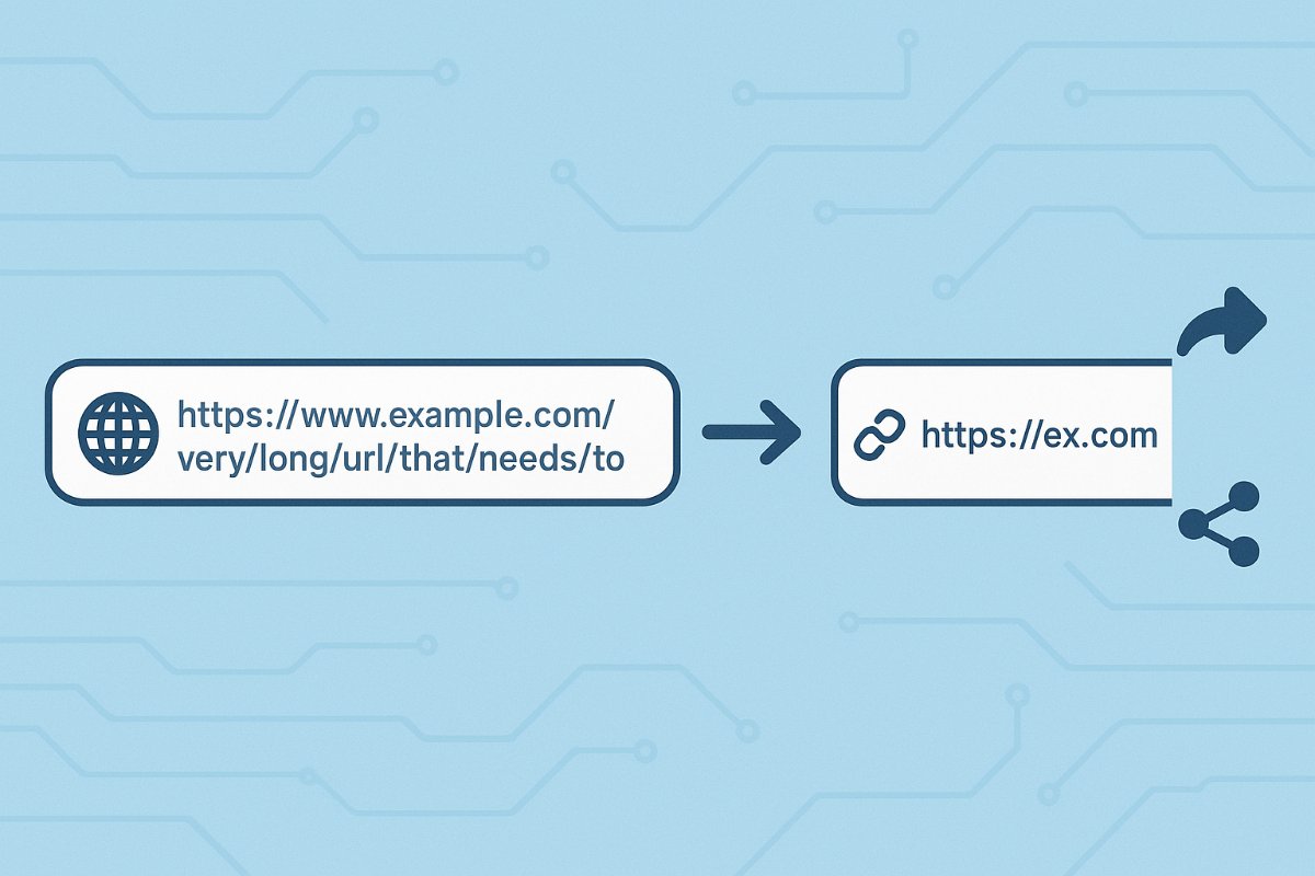 Comparação visual entre uma URL longa e uma URL encurtada.