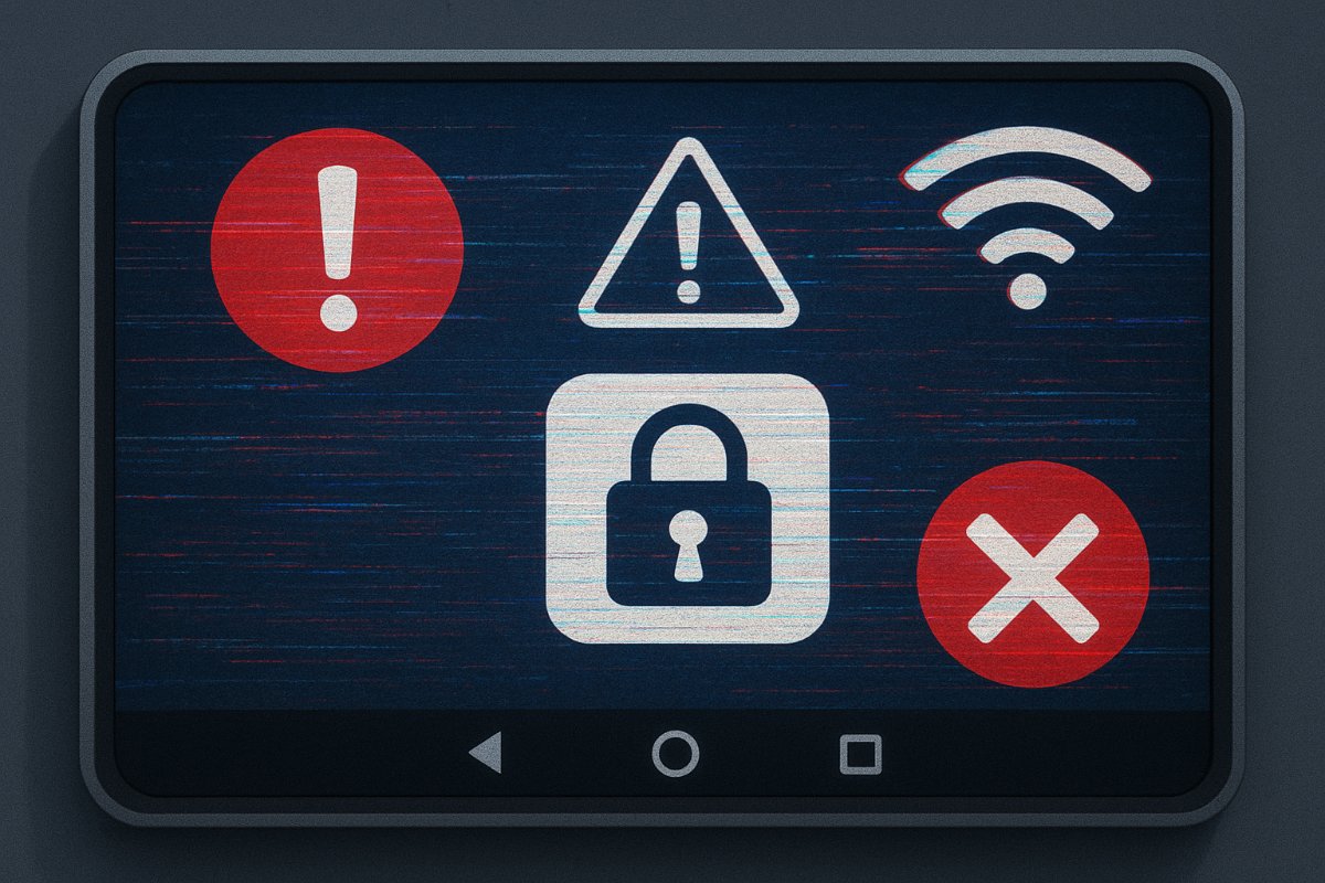 Tela de aplicativo de streaming com falha e alerta de conexão