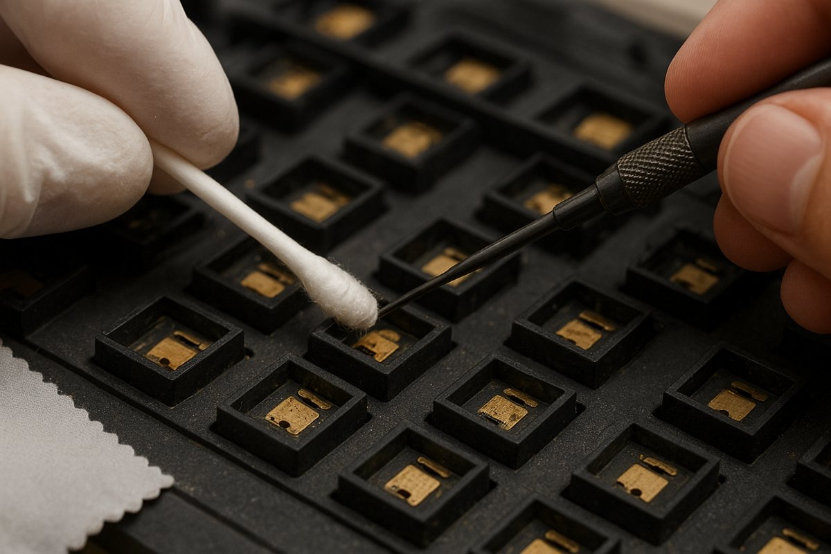Limpeza dos contatos internos de um teclado de computador