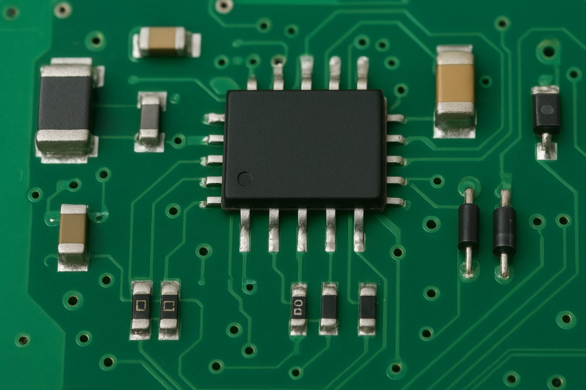 Placa lógica da L355 mostrando a posição dos componentes