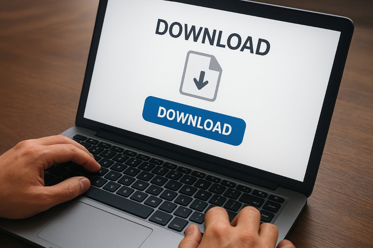Tela de computador com página de download do driver