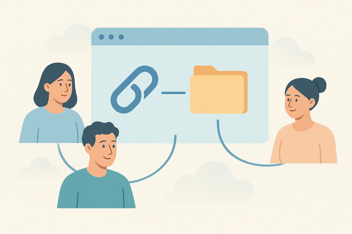 Ilustração de compartilhamento de arquivos no Google Drive