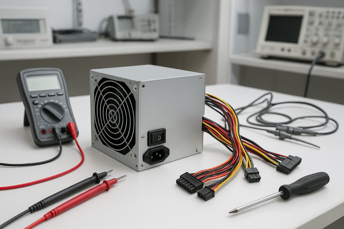 Teste completo de fonte de computador com carga
