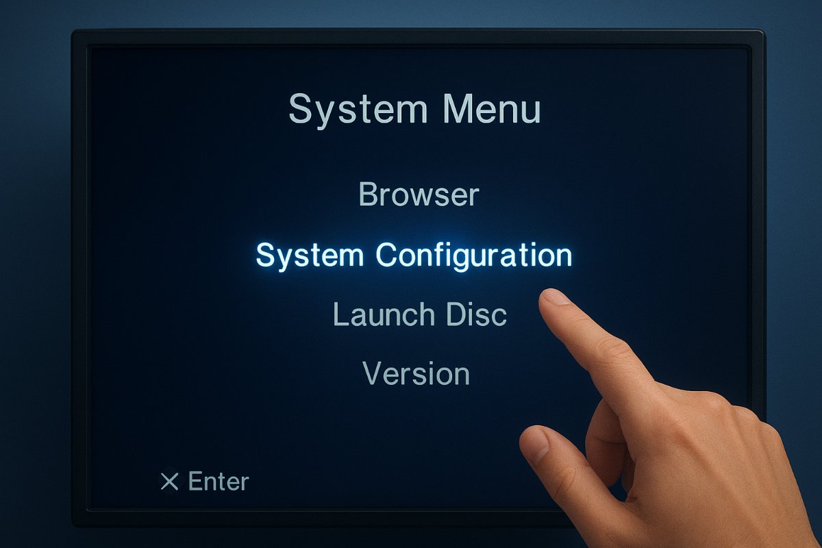 Tela do System Menu do PlayStation 2 com opções de configuração