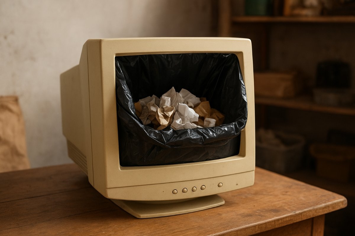 Transformando e reaproveitando um monitor CRT em uma lixeira reciclada