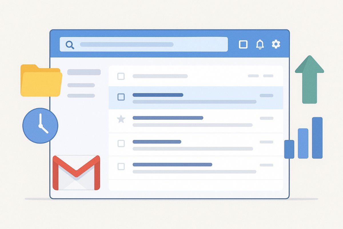 Interface do Gmail com caixa de entrada e mensagens organizadas