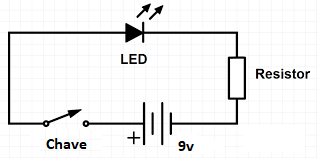 esquema circuito simples led